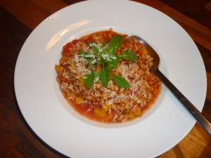 Perldinkel mit Gemüse und Parmesan Perldinkel mit Gemüse und Parmesan