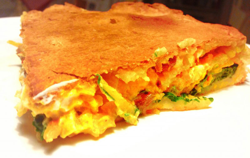 Empanada gallega mit Spinat, Kürbis und Ziegenkäse